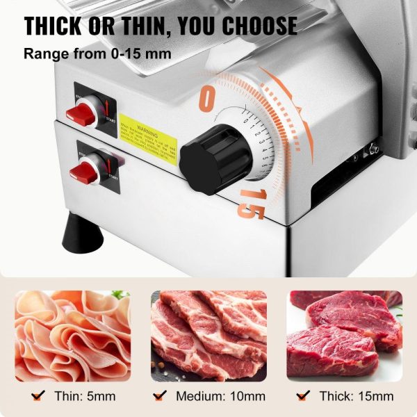 Food Preparation Equipment | Automatic Meat Slicer, 540W Deli Slicer, 2 PCS 10″ Stainless Steel Removable Blade, 0-15mm Adjustable Thickness, Child Lock Protection, Food Slicer Machine for Meat Cheese Bread for Home Use Food Preparation Equipment Food Preparation Equipment