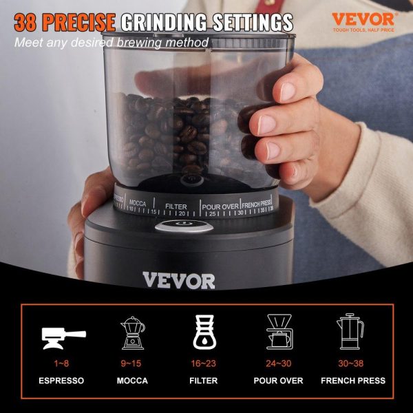 Food Preparation Equipment | Coffee Grinder with 38 Precise Conical Burr Coffee Grinder 5.3-Ounce 20 Cups Coffee Bean Grinder Perfect for Drip, Espresso Food Preparation Equipment Food Preparation Equipment