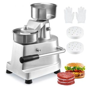 Food Preparation Equipment | Commercial Burger Patty Maker, 100mm/4inch Hamburger Beef Patty Maker, Heavy Duty Food-Grade Stainless Steel Bowl Burger Press Machine, Kitchen Meat Forming Processor with 1000 Pcs Patty Papers Food Preparation Equipment Food Preparation Equipment