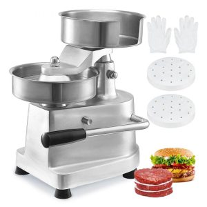 Food Preparation Equipment | Commercial Burger Patty Maker, 150mm/6inch Hamburger Beef Patty Maker, Heavy Duty Food-Grade Stainless Steel Bowl Burger Press Machine, Kitchen Meat Forming Processor with 1000 Pcs Patty Papers Food Preparation Equipment Food Preparation Equipment