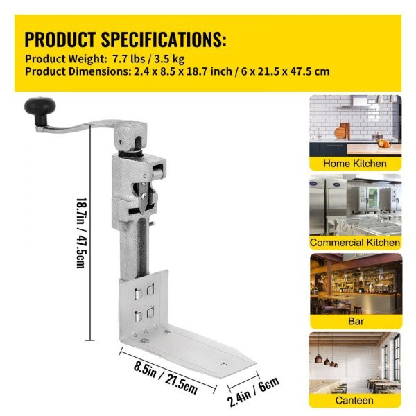 Food Preparation Equipment | Commercial Can Opener, 15.7 inches Tabletop Can Opener, Heavy Duty Manual Table Can Opener for Restaurant Hotel Bar Food Preparation Equipment Food Preparation Equipment