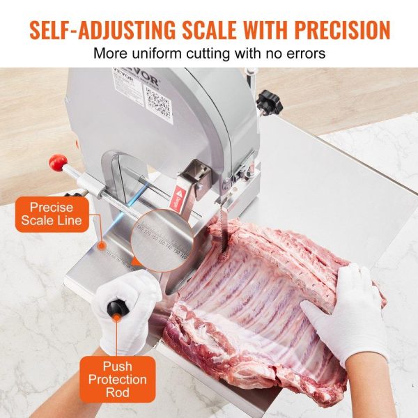 Food Preparation Equipment | Commercial Electric Meat Bandsaw, 1100W Stainless Steel Countertop Bone Sawing Machine, Workbeach 19.3″ x 15″, 0.16-7.9 Inch Cutting Thickness, Frozen Meat Cutter with 6 Blades for Rib Pork Beef Food Preparation Equipment Food Preparation Equipment