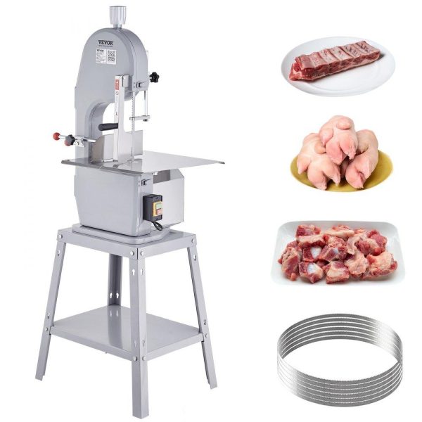 Food Preparation Equipment | Commercial Electric Meat Bandsaw, 1500W Stainless Steel Vertical Bone Sawing Machine, Workbeach 19.3″ x 15″, 0.16-7.9 Inch Cutting Thickness, Frozen Meat Cutter with 6 Blades for Rib Pork Beef Food Preparation Equipment Food Preparation Equipment