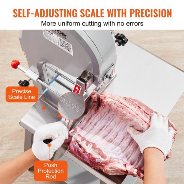 Food Preparation Equipment | Commercial Electric Meat Bandsaw, 1500W Stainless Steel Vertical Bone Sawing Machine, Workbeach 19.3″ x 15″, 0.16-7.9 Inch Cutting Thickness, Frozen Meat Cutter with 6 Blades for Rib Pork Beef Food Preparation Equipment Food Preparation Equipment