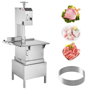 Food Preparation Equipment | Commercial Electric Meat Bandsaw, 2200W Stainless Steel Vertical Bone Sawing Machine, Workbeach 24.4″ x 20.5″, 0.16-8.7 Inch Cutting Thickness, Frozen Meat Cutter with 6 Blades for Rib Pork Beef Food Preparation Equipment Food Preparation Equipment