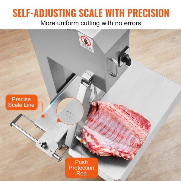 Food Preparation Equipment | Commercial Electric Meat Bandsaw, 2200W Stainless Steel Vertical Bone Sawing Machine, Workbeach 24.4″ x 20.5″, 0.16-8.7 Inch Cutting Thickness, Frozen Meat Cutter with 6 Blades for Rib Pork Beef Food Preparation Equipment Food Preparation Equipment