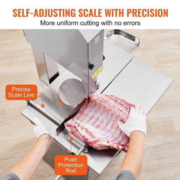 Food Preparation Equipment | Commercial Electric Meat Bandsaw, 850W Stainless Steel Vertical Bone Sawing Machine, Workbeach 23.6″ x 18.3″, 0.16-9.1 Inch Cutting Thickness, Frozen Meat Cutter with 2 Blades for Rib Pork Beef Food Preparation Equipment Food Preparation Equipment