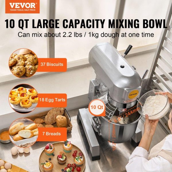 Food Preparation Equipment | Commercial Food Mixer 10L 3-Speed Stand Dough Mixer 550W for Restaurant Food Preparation Equipment Food Preparation Equipment