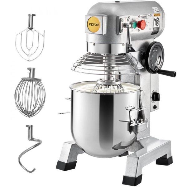 Food Preparation Equipment | Commercial Food Mixer, 20Qt Commercial Mixer with Timing Function, 750W Stainless Steel Bowl Heavy Duty Electric Food Mixer Commercial with 3 Speeds Adjustable 108/199/382 RPM, Dough Hook Whisk Beater Included, Perfect for Bakery Pizzeria Food Preparation Equipment Food Preparation Equipment