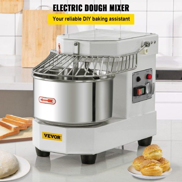 Food Preparation Equipment | Commercial Food Mixer, 8.5Qt Capacity, 450W Dual Rotating Dough Kneading Machine with Food-grade Stainless Steel Bowl, Security Shield & Timer Included, Baking Equipment for Restaurant Pizzeria Food Preparation Equipment Food Preparation Equipment