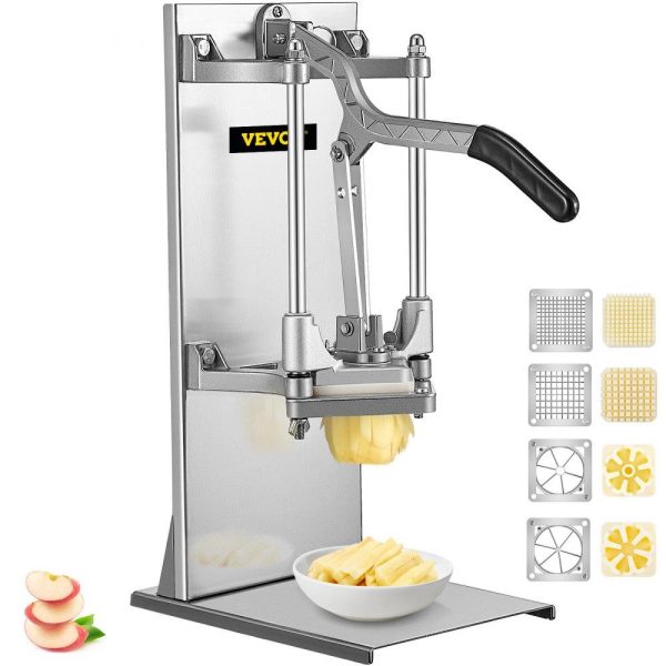 Food Preparation Equipment | Commercial French Fry Cutter with 4 Replacement Blades, 1/4 and 3/8 Blade Easy Dicer Chopper, 6-wedge Slicer and 6-wedge Apple Corer, Lemon Potato Cutter for French Fries with Extended Handle Food Preparation Equipment Food Preparation Equipment