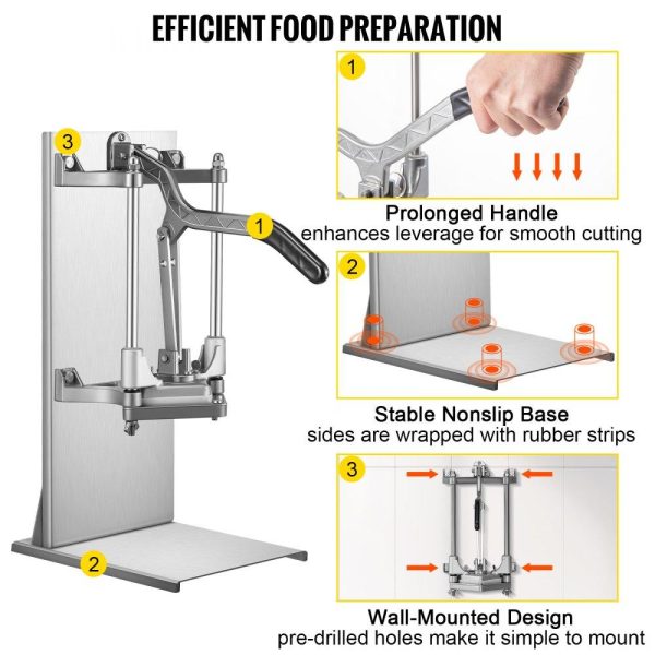 Food Preparation Equipment | Commercial French Fry Cutter with 4 Replacement Blades, 1/4 and 3/8 Blade Easy Dicer Chopper, 6-wedge Slicer and 6-wedge Apple Corer, Lemon Potato Cutter for French Fries with Extended Handle Food Preparation Equipment Food Preparation Equipment