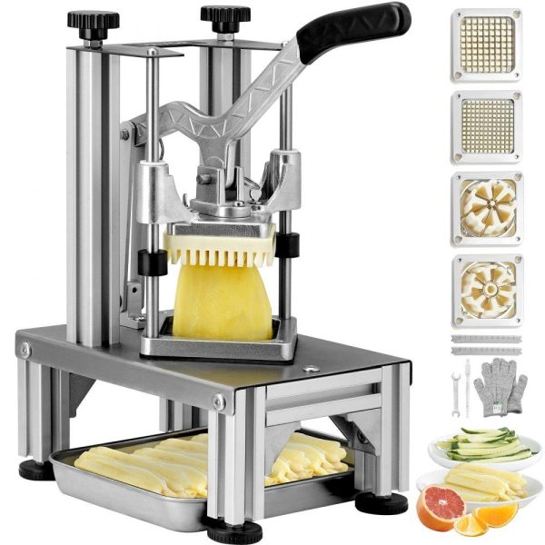 Food Preparation Equipment | Commercial French Fry Cutter with 4 Replacement Blades, 1/4″ & 3/8″ Blade Easy Dicer Chopper, 6-wedge Slicer & 6-wedge Apple Corer, Lemon Potato Cutter for French Fries with Tray and Handle Food Preparation Equipment Food Preparation Equipment