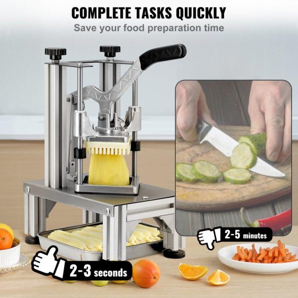 Food Preparation Equipment | Commercial French Fry Cutter with 4 Replacement Blades, 1/4″ & 3/8″ Blade Easy Dicer Chopper, 6-wedge Slicer & 6-wedge Apple Corer, Lemon Potato Cutter for French Fries with Tray and Handle Food Preparation Equipment Food Preparation Equipment