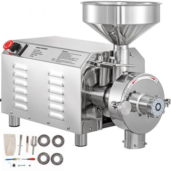 Food Preparation Equipment | Commercial Grinding Machine for Grain 2200W,Electric Stainless Steel Grain Grinder 30-50KG/H,Automatic Industrial Superfine Grain Grinder for Dried Materials Chinese Herb Spice Pepper Soybean Food Preparation Equipment Food Preparation Equipment