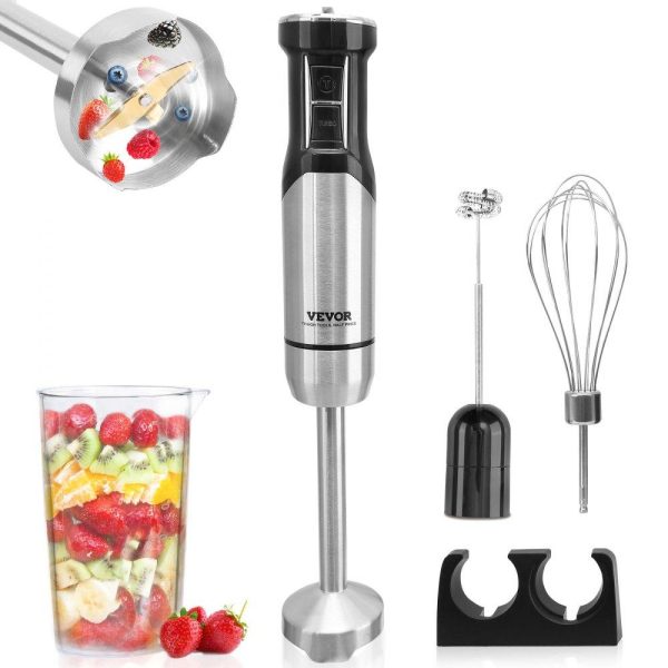 Food Preparation Equipment | Commercial Immersion Blender, 12-Speed Heavy Duty Immersion Blender, Stainless Steel Blade Copper Motor Hand Mixer, Portable Mixer with Measuring Cup, Whisk, Milk Frother, Silver Food Preparation Equipment Food Preparation Equipment