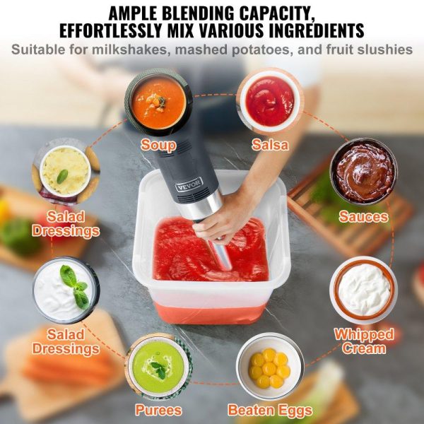 Food Preparation Equipment | Commercial Immersion Blender, 750W 12″ Heavy Duty Hand Mixer, Variable Speed Kitchen Stick Mixer with 304 Stainless Steel Blade, Multi-Purpose Portable Mixer for Soup, Smoothie, Puree, Baby Food Food Preparation Equipment Food Preparation Equipment