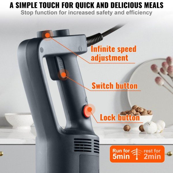 Food Preparation Equipment | Commercial Immersion Blender, 750W 16″ Heavy Duty Hand Mixer, Variable Speed Kitchen Stick Mixer with 304 Stainless Steel Blade, Multi-Purpose Portable Mixer for Soup, Smoothie, Puree, Baby Food Food Preparation Equipment Food Preparation Equipment