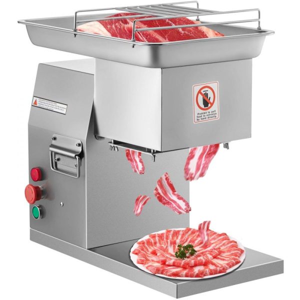 Food Preparation Equipment | Commercial Meat Cutter Machine 1100 LB/H 3mm Stainless Steel with Pulley 600W Electric Food Cutting Slicer for Kitchen Restaurant Supermarket Market Food Preparation Equipment Food Preparation Equipment