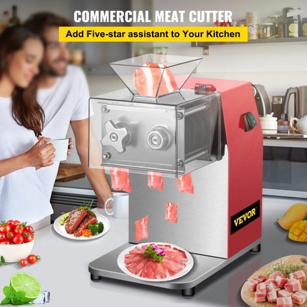 Food Preparation Equipment | Commercial Meat Cutting Machine, 551 Lbs/H 850W Meat Shredding Machine, 3.5mm Blade Electric Meat Cutter, Stainless Steel Restaurant Food Cutter, for Kitchen Supermarket Lamb Beef Chicken, Red Food Preparation Equipment Food Preparation Equipment