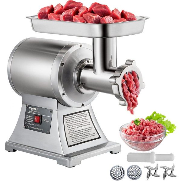 Food Preparation Equipment | Commercial Meat Grinder,550LB/h 1100W Electric Meat Grinder, 220 RPM Heavy Duty Stainless Steel Industrial Meat Mincer w/2 Blades, Grinding Plates & Stuffing Tubes Food Preparation Equipment Food Preparation Equipment