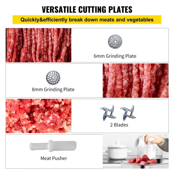 Food Preparation Equipment | Commercial Meat Grinder,550LB/h 1100W Electric Meat Grinder, 220 RPM Heavy Duty Stainless Steel Industrial Meat Mincer w/2 Blades, Grinding Plates & Stuffing Tubes Food Preparation Equipment Food Preparation Equipment