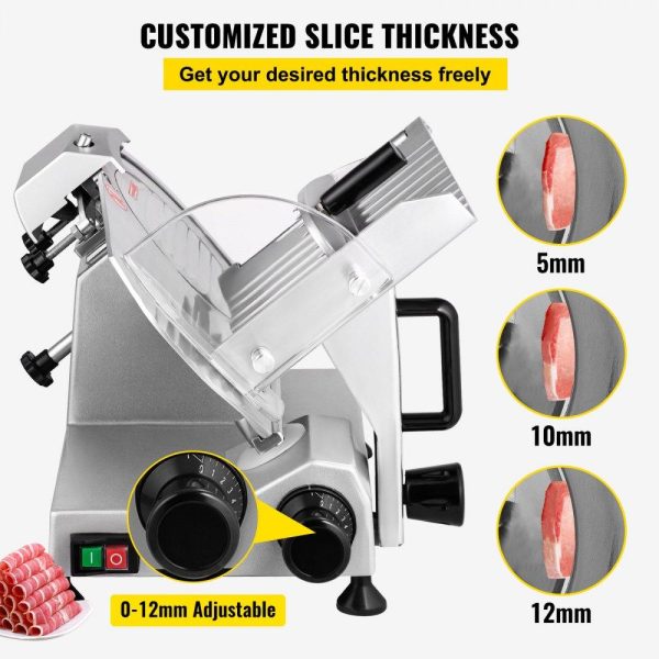 Food Preparation Equipment | Commercial Meat Slicer, 200W Electric Deli Food Slicer, 350-400RPM Meat Slicer with 8″ Carbon Steel Blade, 0 – 0.47 inch Adjustable Thickness Electric Meat Slicer for Home and Commercial Use Food Preparation Equipment Food Preparation Equipment