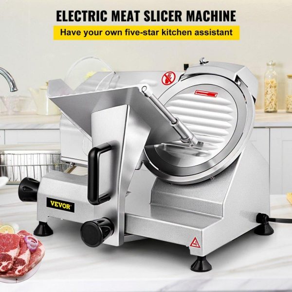 Food Preparation Equipment | Commercial Meat Slicer, 240W Electric Deli Food Slicer, 1200RPM Meat Slicer with 8” Chromium-plated Steel Blade, 0-12mm Adjustable Thickness Electric Meat Slicer for Home & Commercial Use Food Preparation Equipment Food Preparation Equipment