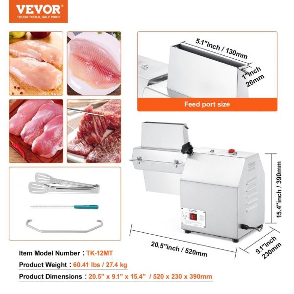 Food Preparation Equipment | Commercial Meat Tenderizer, Heavy Duty 304 Stainless Steel Kitchen Tool with Meat Tong, Cleaning Brush, and Tray, 750W Electric Meat Tenderizer Machine for Beef, Turkey, Chicken, Pork, and Fish Food Preparation Equipment Food Preparation Equipment