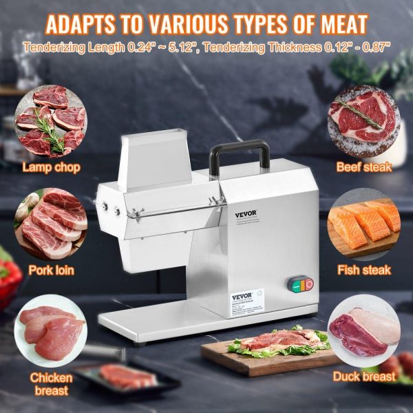 Food Preparation Equipment | Commercial Meat Tenderizer, Heavy Duty Stainless Steel Kitchen Tool with Handle, Meat Tong, and Cleaning Brush, 450W Electric Meat Tenderizer Machine for Beef, Turkey, Chicken, Pork, and Fish Food Preparation Equipment Food Preparation Equipment