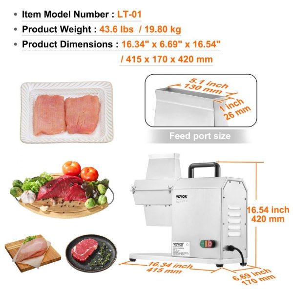 Food Preparation Equipment | Commercial Meat Tenderizer, Heavy Duty Stainless Steel Kitchen Tool with Handle, Meat Tong, and Cleaning Brush, 450W Electric Meat Tenderizer Machine for Beef, Turkey, Chicken, Pork, and Fish Food Preparation Equipment Food Preparation Equipment