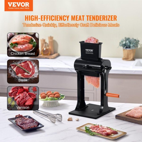 Food Preparation Equipment | Commercial Meat Tenderizer, Heavy Duty Stainless Steel Meat Tenderizer Machine, Quick and Easy Manual Operation Kitchen Tool, 5.8″ Feed Port for Beef, Turkey, Chicken, Pork, Steak, and Fish Food Preparation Equipment Food Preparation Equipment