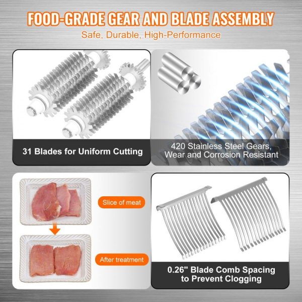 Food Preparation Equipment | Commercial Meat Tenderizer, Heavy Duty Stainless Steel Meat Tenderizer Machine, Quick and Easy Manual Operation Kitchen Tool, 5.8″ Feed Port for Beef, Turkey, Chicken, Pork, Steak, and Fish Food Preparation Equipment Food Preparation Equipment