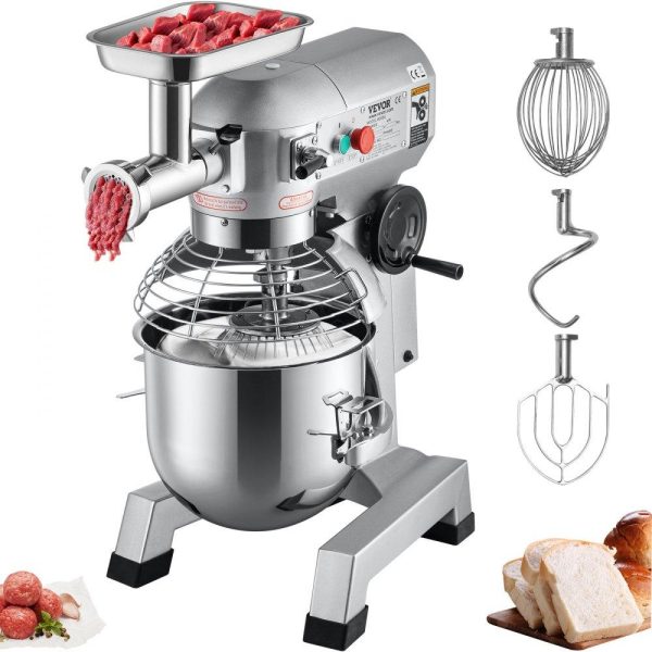 Food Preparation Equipment | Commercial Stand Mixer, 20Qt Stainless Steel Bowl, 1100W 2 in 1 Multifunctional Electric Food Mixer with Meat Grinder & 3 Speeds, Dough Hook Whisk Beater Included, Perfect for Bakery Pizzeria Food Preparation Equipment Food Preparation Equipment