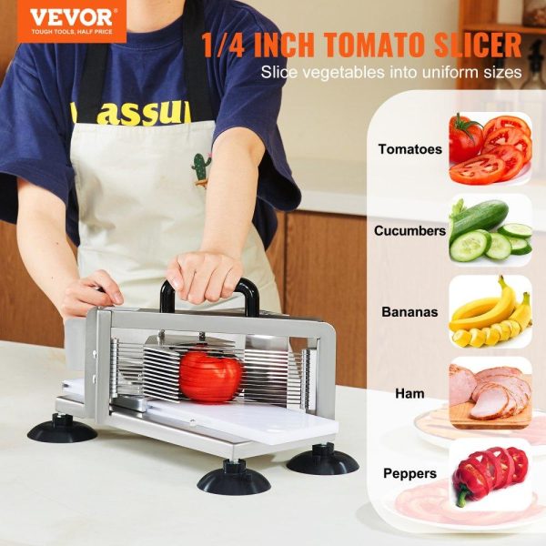 Food Preparation Equipment | Commercial Tomato Slicer, 1/4 inch Tomato Cutter Slicer, Stainless Steel Heavy Duty Tomato Slicer Machine, Manual Tomato Slicer with Non-slip Feet, for Cutting Tomatoes, Cucumbers, Bananas Food Preparation Equipment Food Preparation Equipment