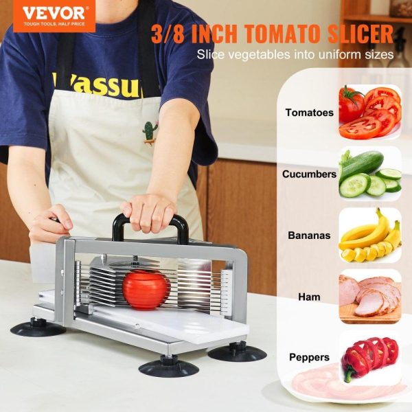 Food Preparation Equipment | Commercial Tomato Slicer, 3/8 inch Tomato Cutter Slicer, Stainless Steel Heavy Duty Tomato Slicer Machine, Manual Tomato Slicer with Non-slip Feet, for Cutting Tomatoes, Cucumbers, Bananas Food Preparation Equipment Food Preparation Equipment