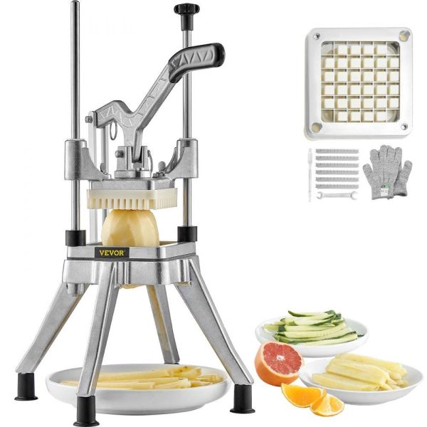 Food Preparation Equipment | Commercial Vegetable Fruit Chopper 1/2″ Blade Heavy Duty Professional Food Dicer Kattex French Fry Cutter Onion Slicer Stainless Steel for Tomato Peppers Potato Mushroom, Sliver Food Preparation Equipment Food Preparation Equipment