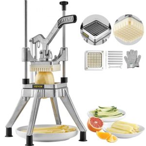 Food Preparation Equipment | Commercial Vegetable Fruit Chopper 3/8″ Blade Heavy Duty Professional Food Dicer Kattex French Fry Cutter Onion Slicer Stainless Steel for Tomato Peppers Potato Mushroom, Sliver Food Preparation Equipment Food Preparation Equipment