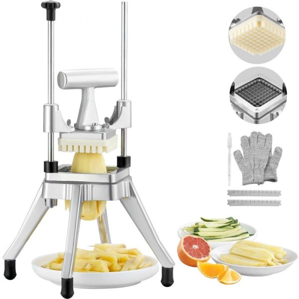 Food Preparation Equipment | Commercial Vegetable Fruit Chopper 3/8″ Blade Heavy Duty Professional Food Dicer Kattex French Fry Cutter Onion Slicer Stainless Steel for Tomato Peppers Potato Mushroom, Sliver Food Preparation Equipment Food Preparation Equipment