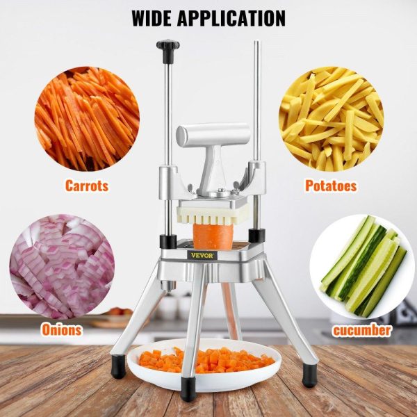 Food Preparation Equipment | Commercial Vegetable Fruit Chopper 3/8″ Blade Heavy Duty Professional Food Dicer Kattex French Fry Cutter Onion Slicer Stainless Steel for Tomato Peppers Potato Mushroom, Sliver Food Preparation Equipment Food Preparation Equipment