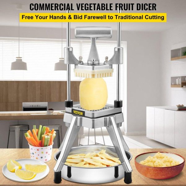 Food Preparation Equipment | Commercial Vegetable Fruit Chopper, Stainless Steel French Fry Cutter w/ 4 Blades 1/4″ 3/8″ 1/2″, Vegetable Chopper Dicer w/ Stainless Bowl, Heavy Duty Cutter for Potato Tomato Onion Mushroom Food Preparation Equipment Food Preparation Equipment