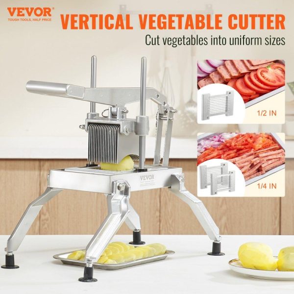 Food Preparation Equipment | Commercial Vegetable Slicer, 1/4 and 1/2 inch Tomato Slicer, Stainless Steel and Aluminum Alloy Vegetable Cutter Slicer, Manual Tomato Slicer with Non-slip Feet, for Tomatoes, Onions, Potatoes Food Preparation Equipment Food Preparation Equipment