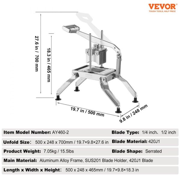 Food Preparation Equipment | Commercial Vegetable Slicer, 1/4 and 1/2 inch Tomato Slicer, Stainless Steel and Aluminum Alloy Vegetable Cutter Slicer, Manual Tomato Slicer with Non-slip Feet, for Tomatoes, Onions, Potatoes Food Preparation Equipment Food Preparation Equipment