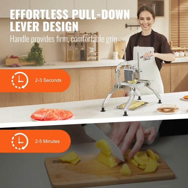 Food Preparation Equipment | Commercial Vegetable Slicer, 3/8″ and 3/16″ Tomato Slicer, Stainless Steel and Aluminum Alloy Vegetable Cutter Slicer, Manual Tomato Slicer with Non-slip Feet, for Tomatoes, Potatoes, Onions Food Preparation Equipment Food Preparation Equipment