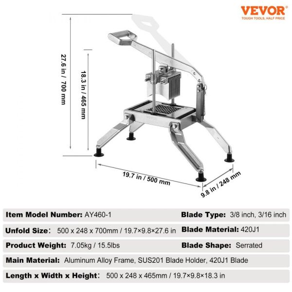 Food Preparation Equipment | Commercial Vegetable Slicer, 3/8″ and 3/16″ Tomato Slicer, Stainless Steel and Aluminum Alloy Vegetable Cutter Slicer, Manual Tomato Slicer with Non-slip Feet, for Tomatoes, Potatoes, Onions Food Preparation Equipment Food Preparation Equipment