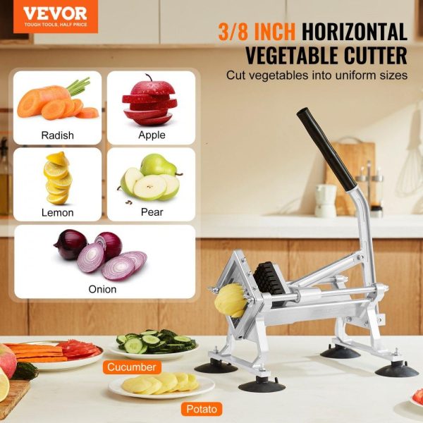 Food Preparation Equipment | Commercial Vegetable Slicer, 3/8 inch Fruit Slicer, Stainless Steel and Aluminum Alloy Vegetable Cutter Slicer Machine, Manual Slicer with Non-slip Feet, for Radishes, Onions, Potatoes, Lemons Food Preparation Equipment Food Preparation Equipment