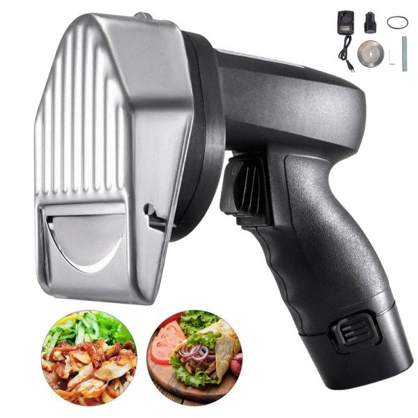 Food Preparation Equipment | Cordless Shawarma Knife 110V Battery Professional Turkish Kebab Slicer Stainless Wireless Commercial Gyro Cutter 2800 RPM with 2 Blades ?3.93/100mm Adjustable Thickness 0-8 mm Food Preparation Equipment Food Preparation Equipment