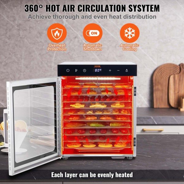 Food Preparation Equipment | Electric Food Dehydrator Machine, 800W Electric Food Dryer, 10 Stainless Steel Trays, with Digital Adjustable Timer & Temperature for Jerky, Herb, Meat, Beef, Fruit, Dog Treats and Vegetables Food Preparation Equipment Food Preparation Equipment