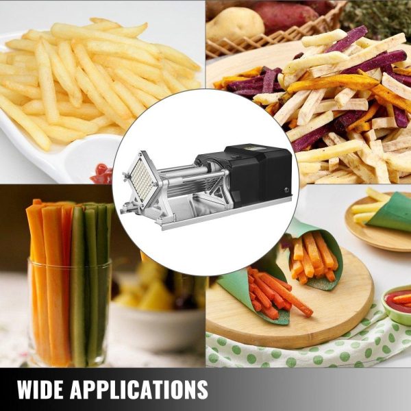 Food Preparation Equipment | Electric French Fry Cutter with 6mm 9mm 13mm and 8-Wedge Blade Potato Chip Cutter Machine 110V 40W Stainless Steel Electric Potato Cutter Horizontal Food Preparation Equipment Food Preparation Equipment