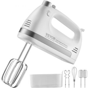 Food Preparation Equipment | Electric Hand Mixer, 5-Speed, 250 Watt Portable Electric Handheld Mixer, with Turbo Boost Beaters Dough Hooks Whisk Storage Case, Baking Supplies for Whipping Mixing Egg Cookie Cake Cream Batter Food Preparation Equipment Food Preparation Equipment